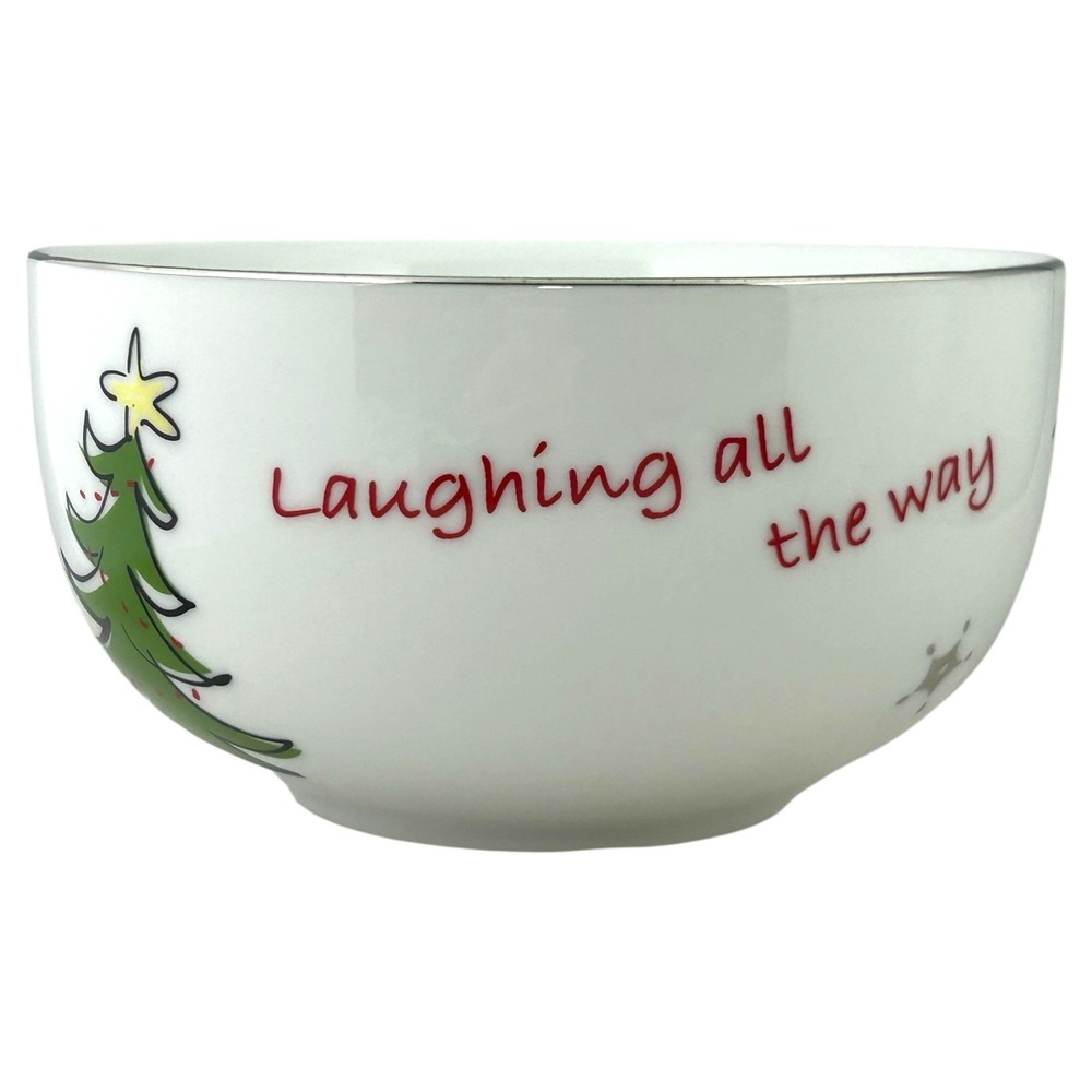 Studio by JCPenney Laughing All the Way Christmas Bowl 6in White Ceramic Snowman